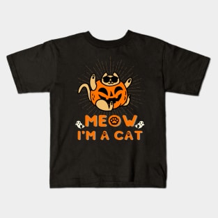 Meow I'm a cat, cat lover, cat halloween, cat pumpkins Kids T-Shirt